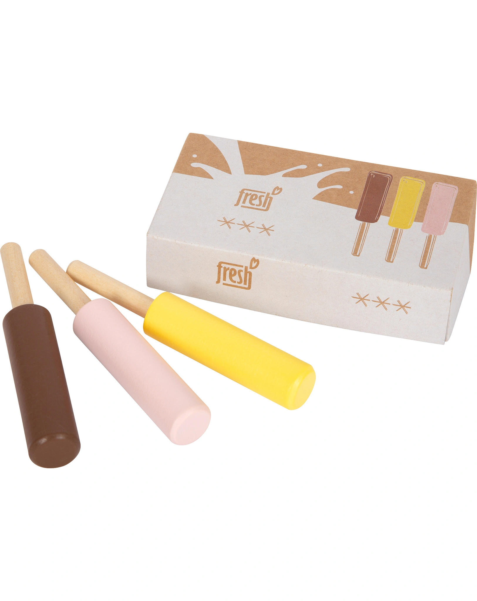 Kaufladen-Zubehör FRESH - MILCHEIS aus Holz 4-teilig