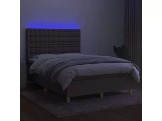 Sommier tapissier avec matelas et LED Taupe 140x190 cm Tissu
