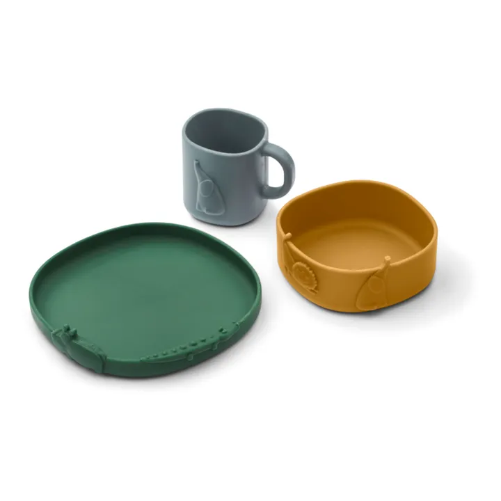 Liewood Set vaisselle Kine en silicone - Set de 3 | Golden caramel mix