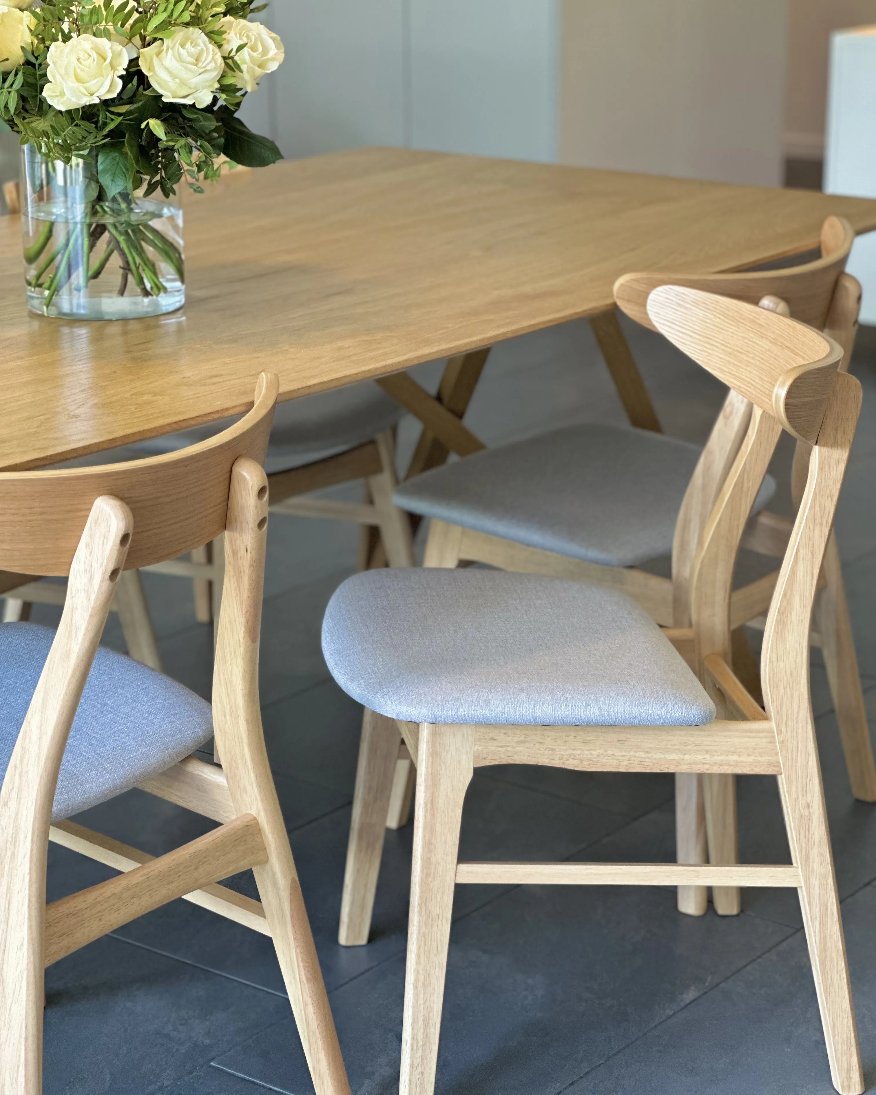 Set van 2 eetkamerstoelen LYNN Hout Lichtbruin/grijs
