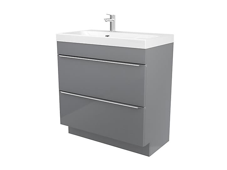 Meuble sous vasque à poser GoodHome Imandra gris 80 cm + plan vasque Mila