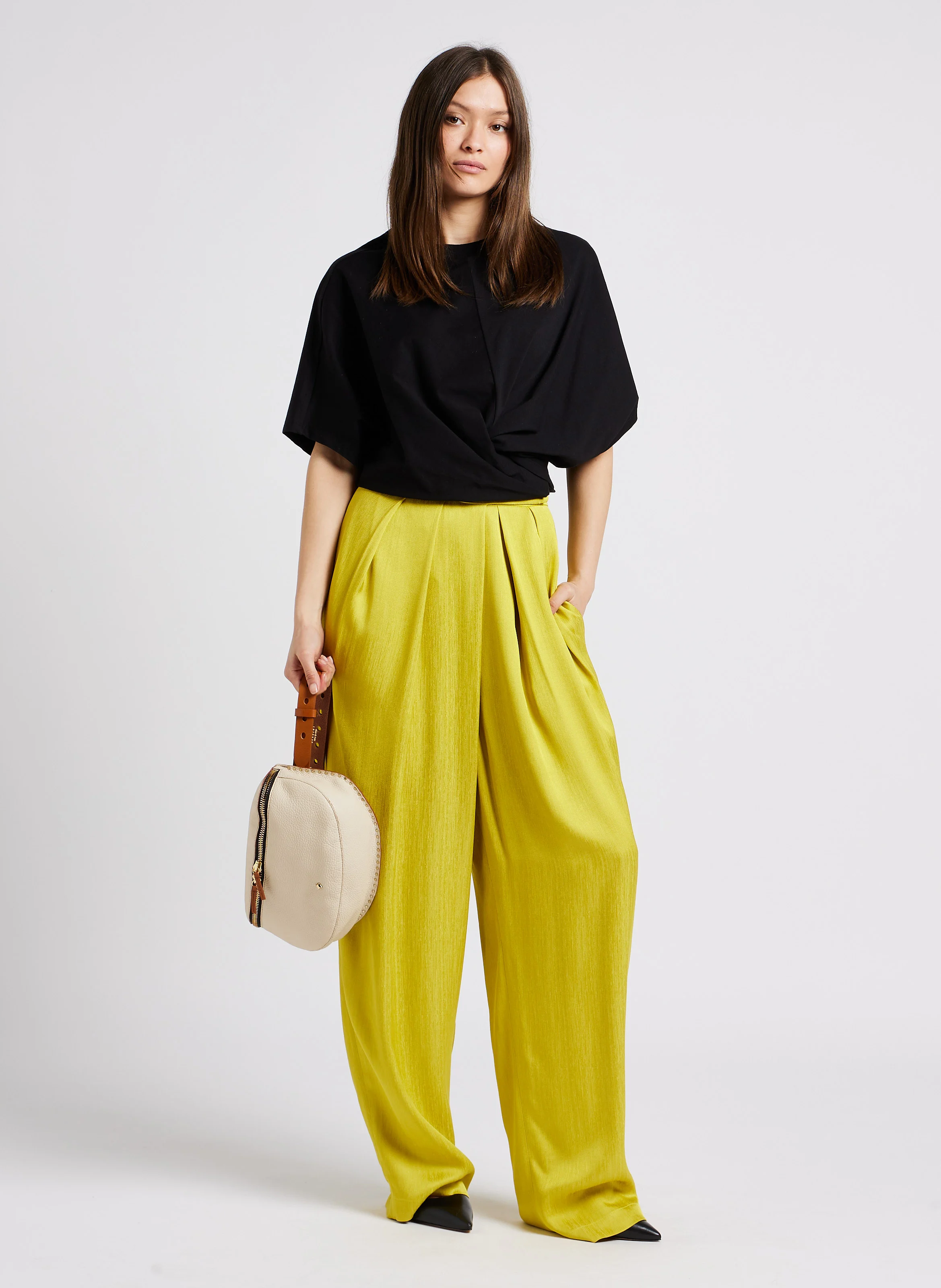 LA GRANDE LILI ADRIA - Sac banane en cuir grainé | Blanc