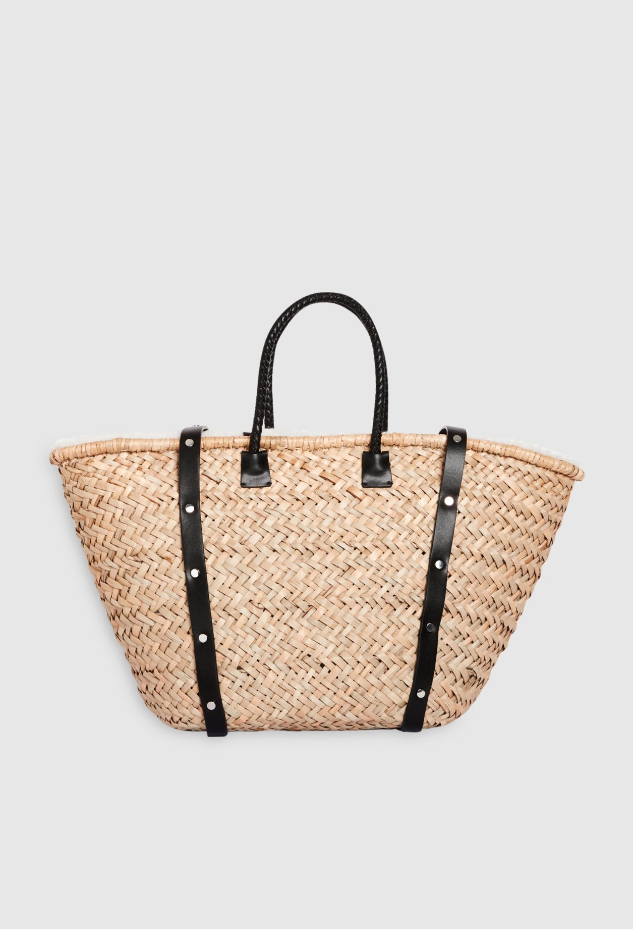 Panier paille et shearling