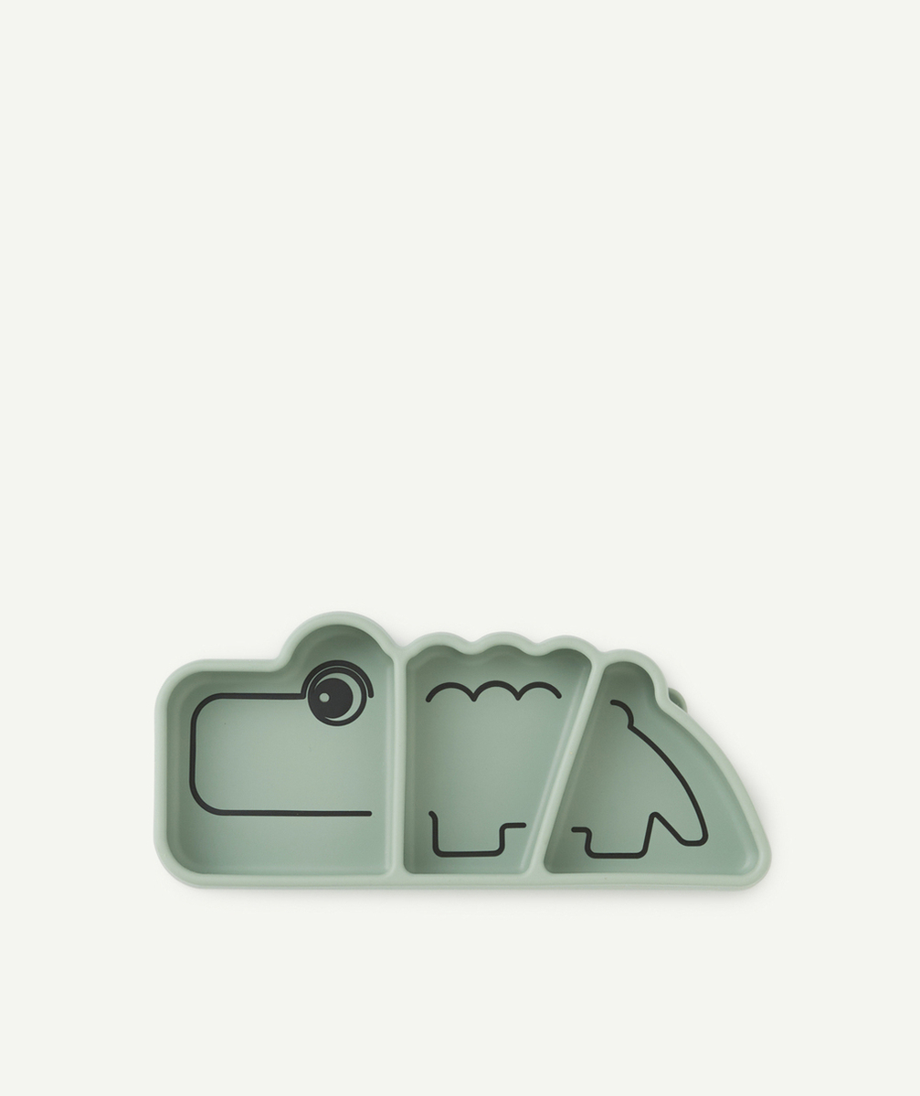 DONE BY DEERASSIETTE STICK&STAY EN SILICONE CROCO VERT