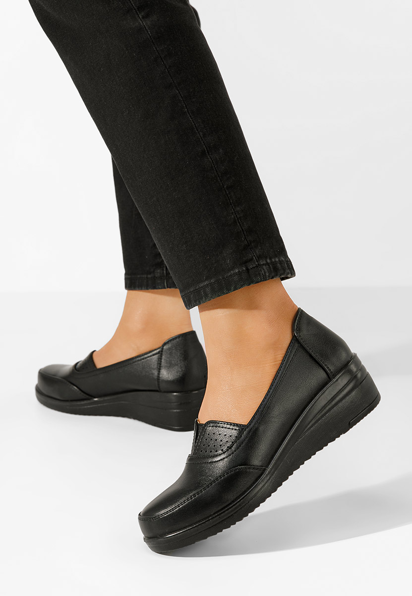 Mocassins femme à plateforme noirs Marilena