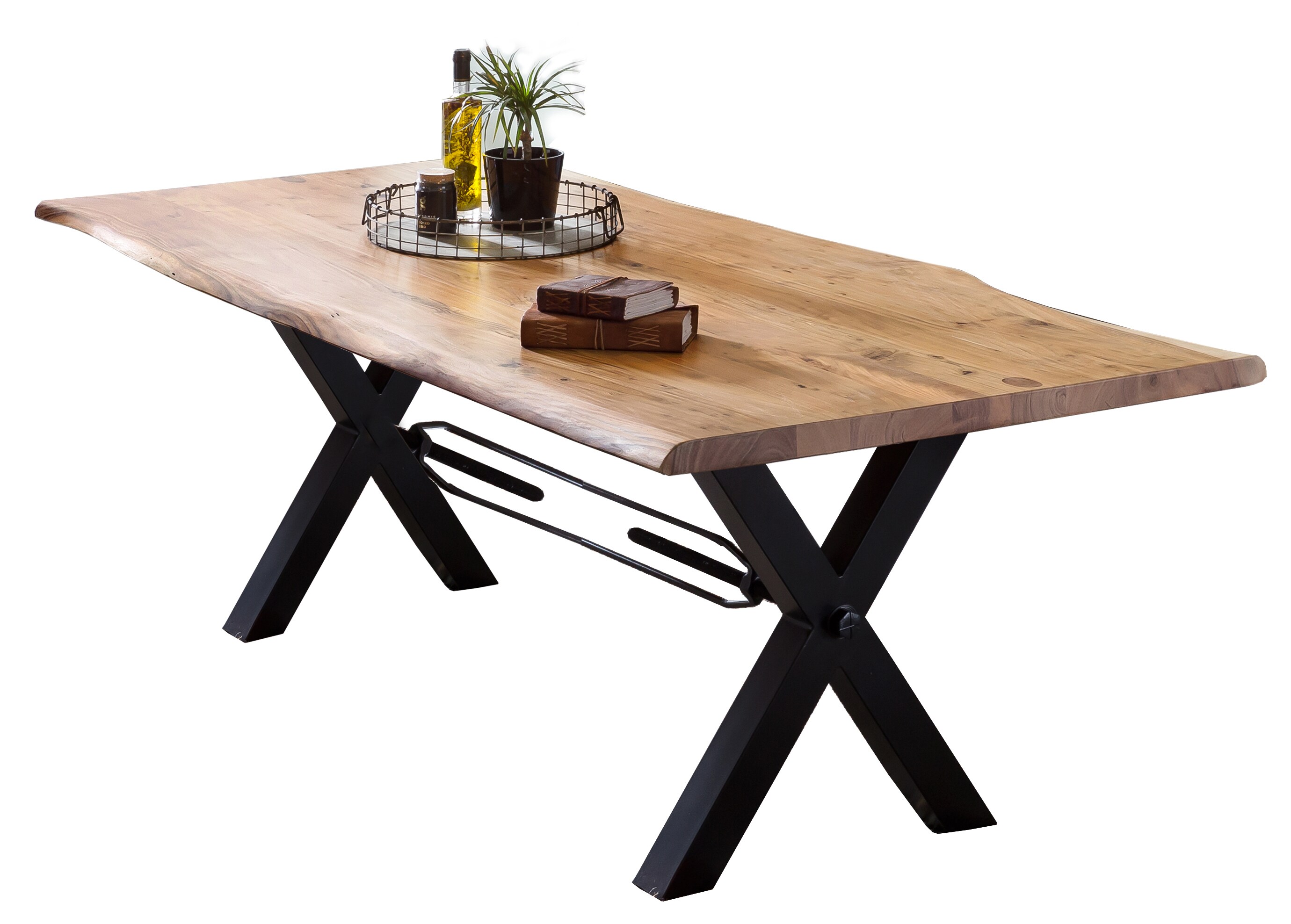 Tisch 220x100 Akazie Metall Holztisch Esstisch Speisetisch Küchentisch Esszimmer