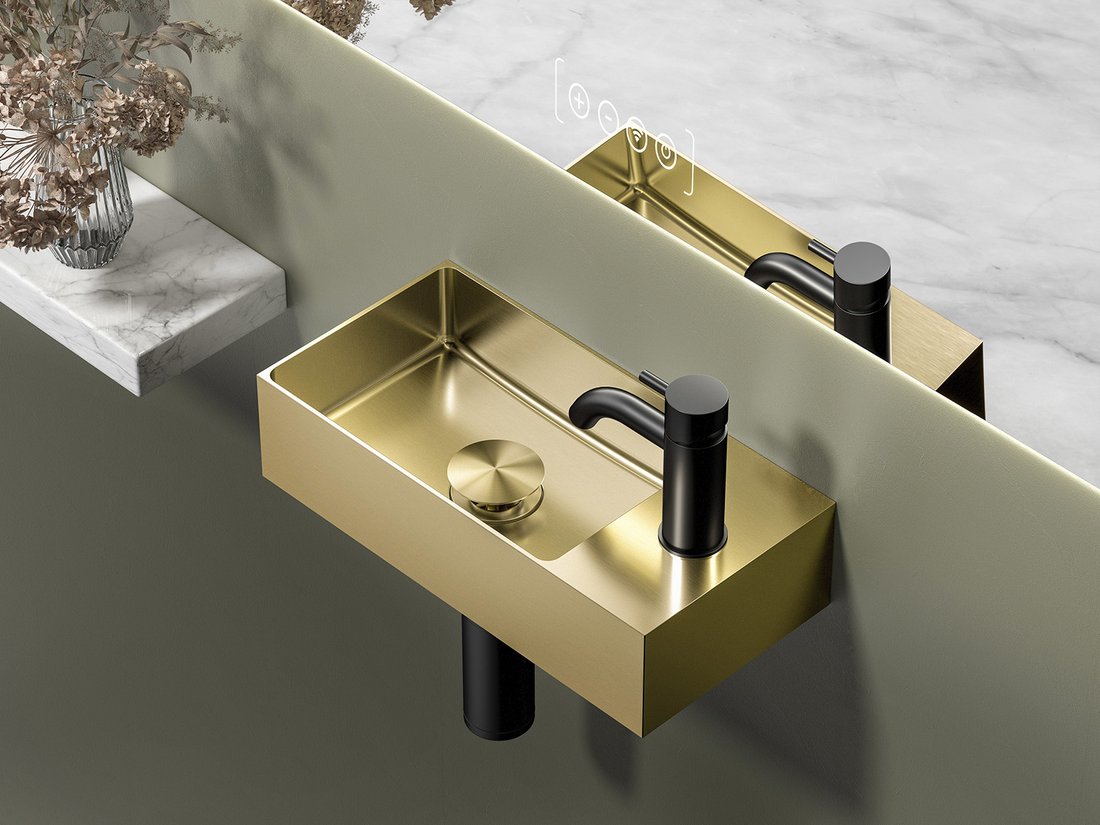 Sapho Aurum fontein met kraangat 36x18cm goud mat