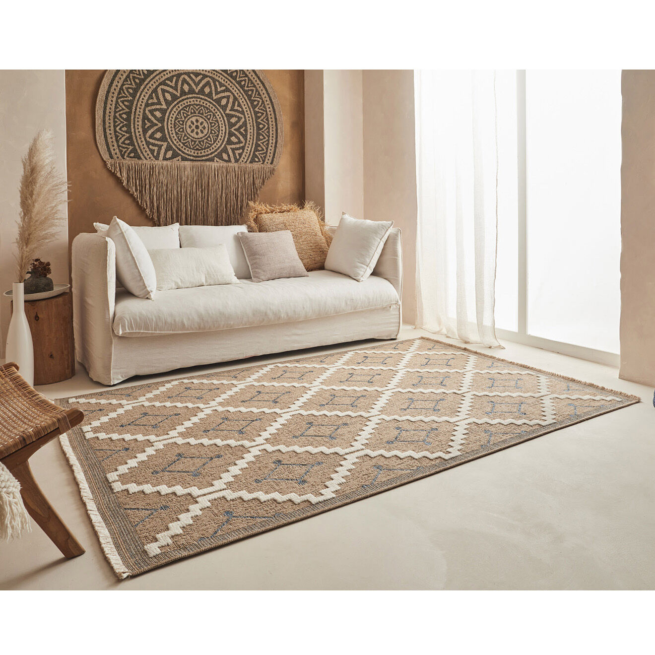 Nazar Rugs Tapis aspect jute TULUM 9041 intérieur & extérieur bleu - 60x90 cm