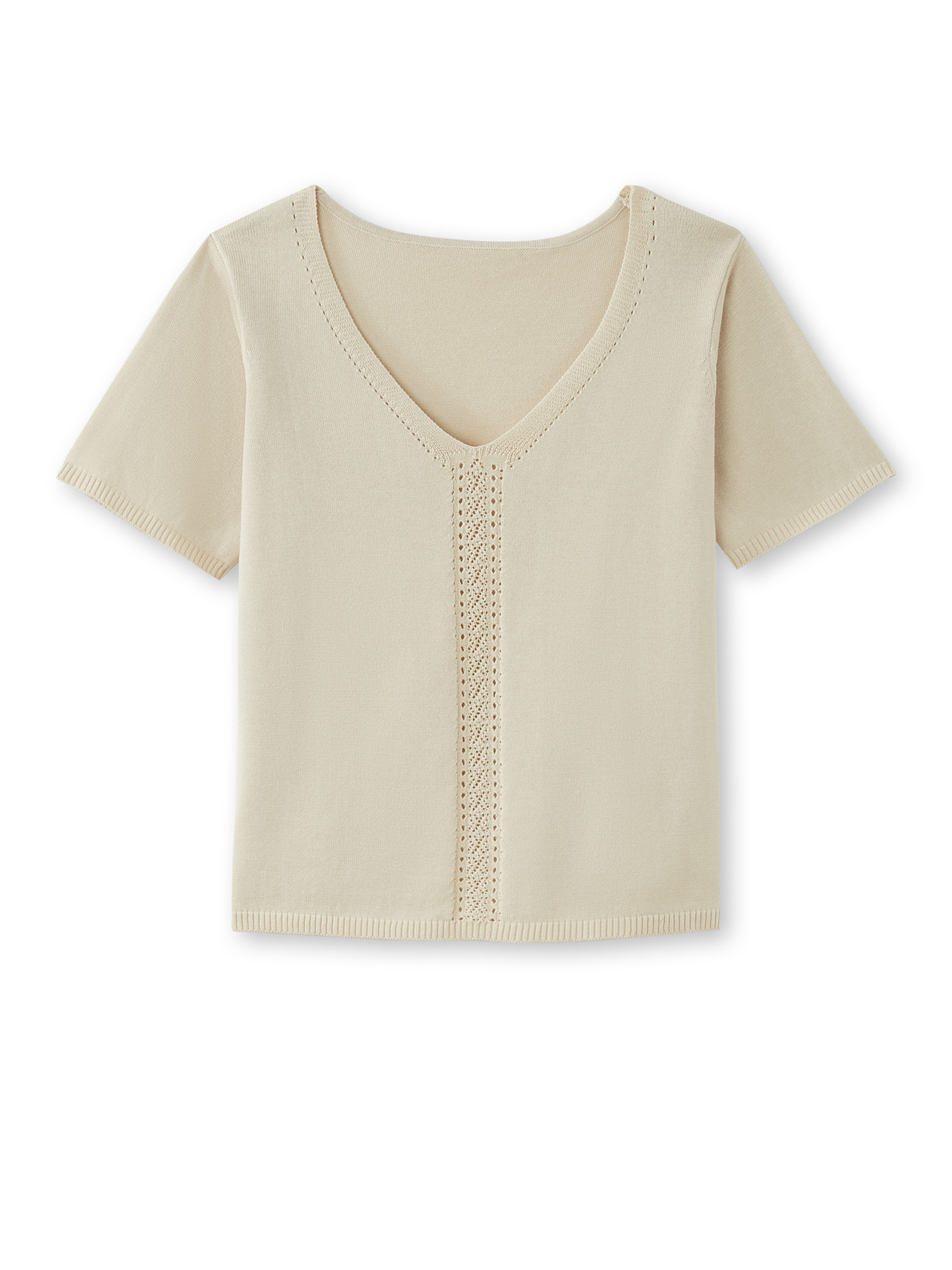 Pull col V manches courtes