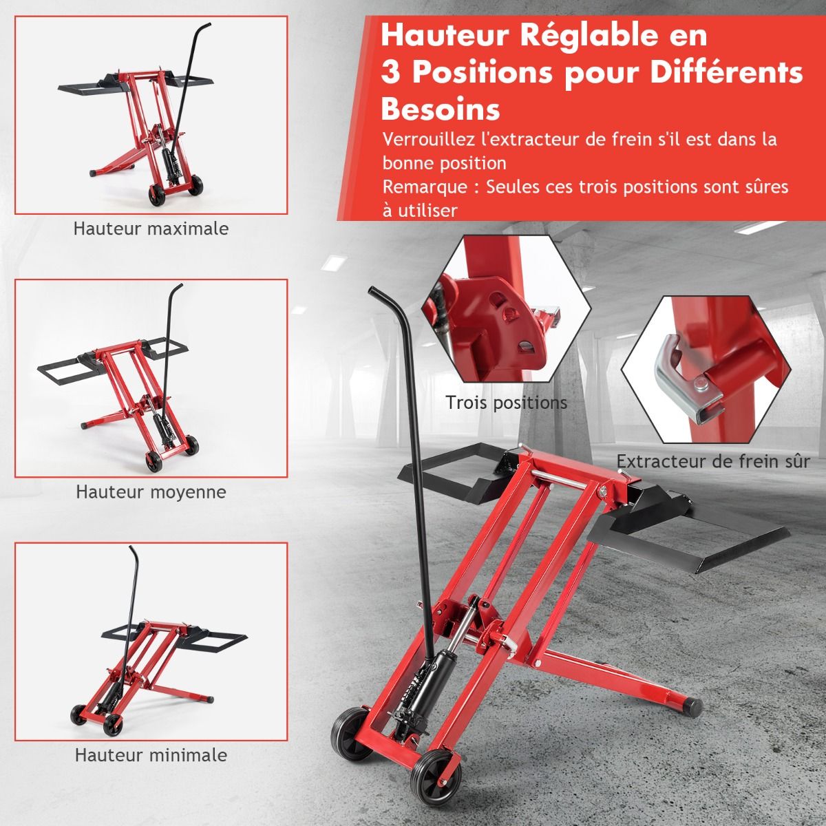 Cric de Levage pour Tondeuse à Gazon pour Tracteurs et Tondeuses à Gazon Autoportées à Rayon de Braquage Nul Capacité de 227 Kg - Lidl-Manfred
