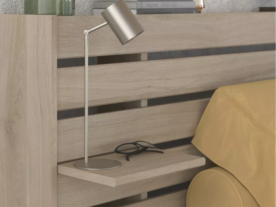 Lit 180 x 200 cm avec rangements - Coloris : Naturel + Sommier + Matelas - TENALIA