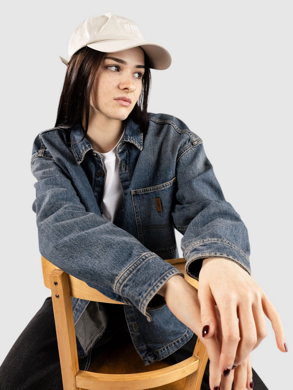 Carhartt WIP Lovilia Shirt blue dirty used wash