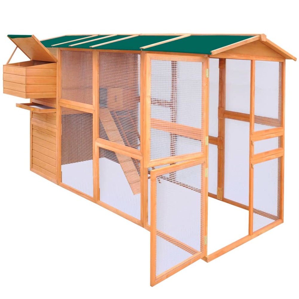 Poulailler 295 x 163 x 170 cm bois marron