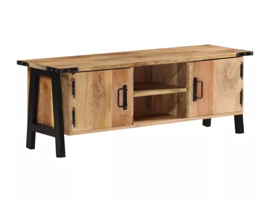 Meuble TV 110x35x40 cm bois massif de manguier