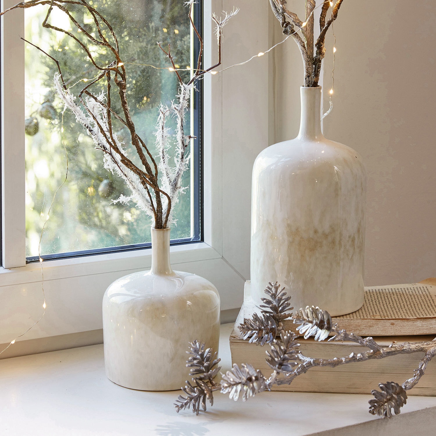 Vase 2er Set Kurys creme