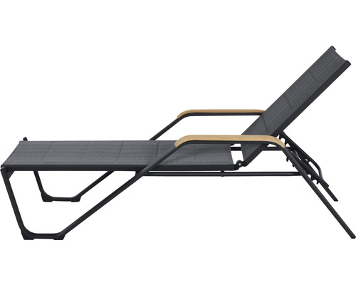 Siena Tuinligstoel 69,5 x 195 x 108 cm Aluminium Hout Kunststof grijs