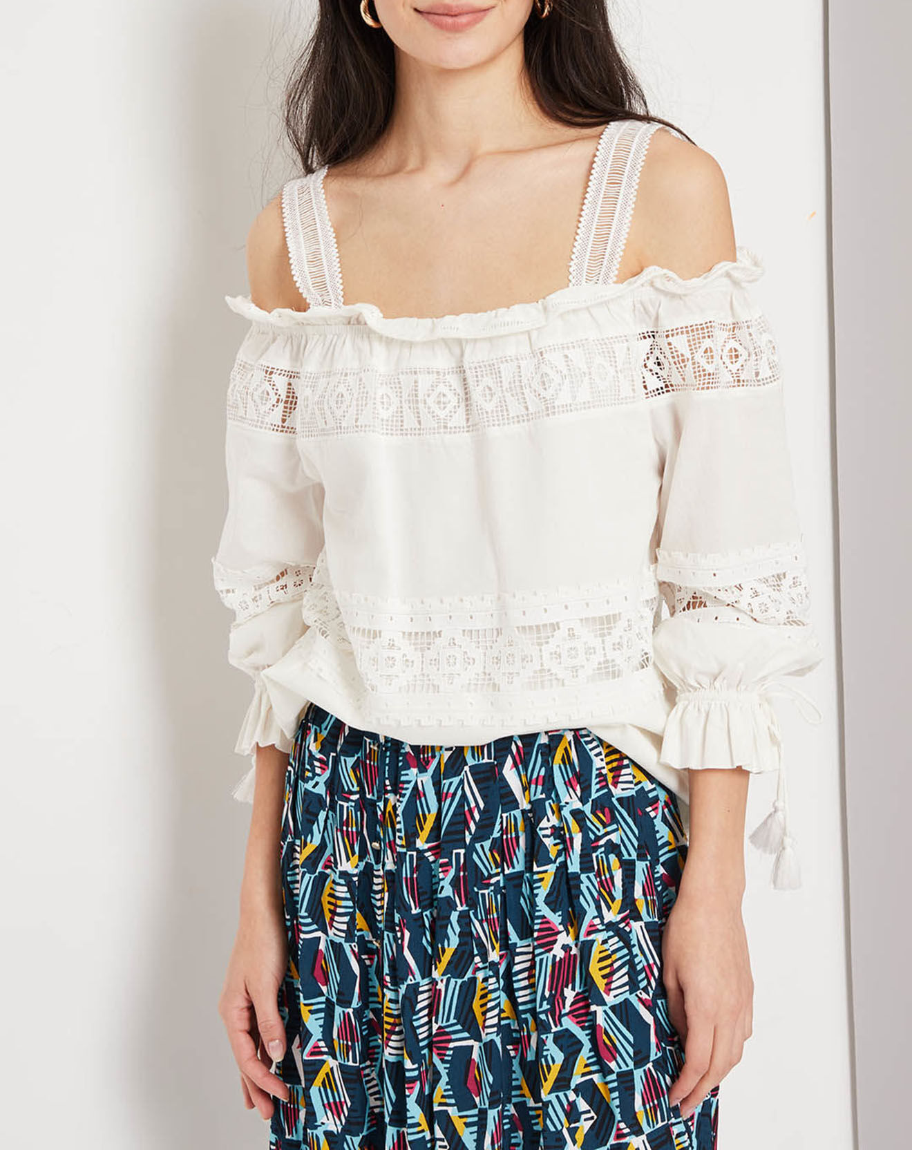 Suncoo Top Léonie brodé blanc cassé