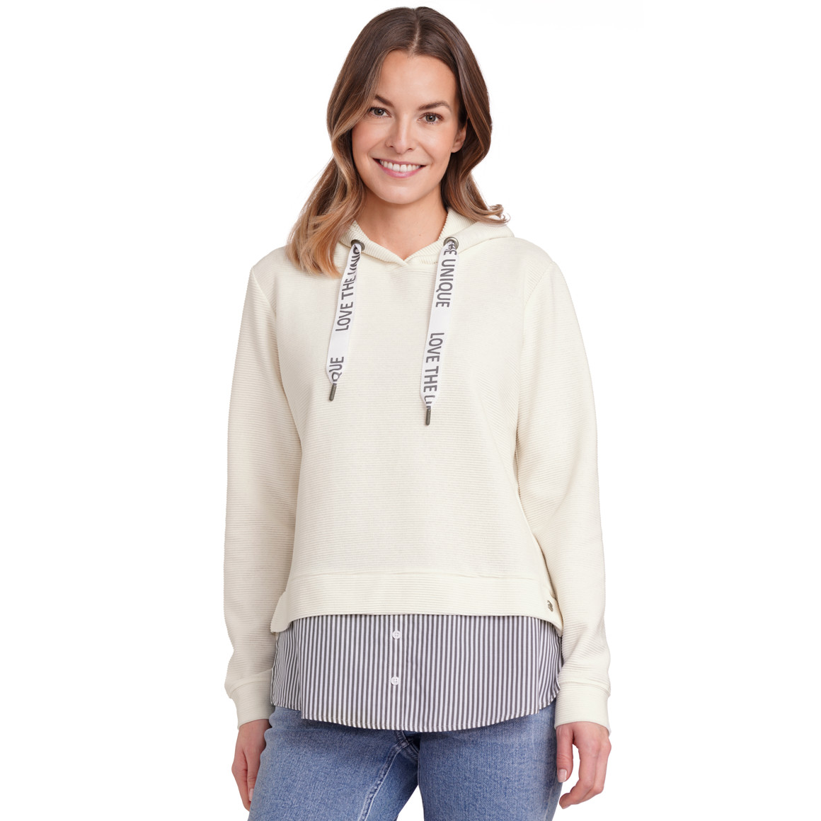 Gina Benotti Damen Sweatshirt im Lagen-Look weiss