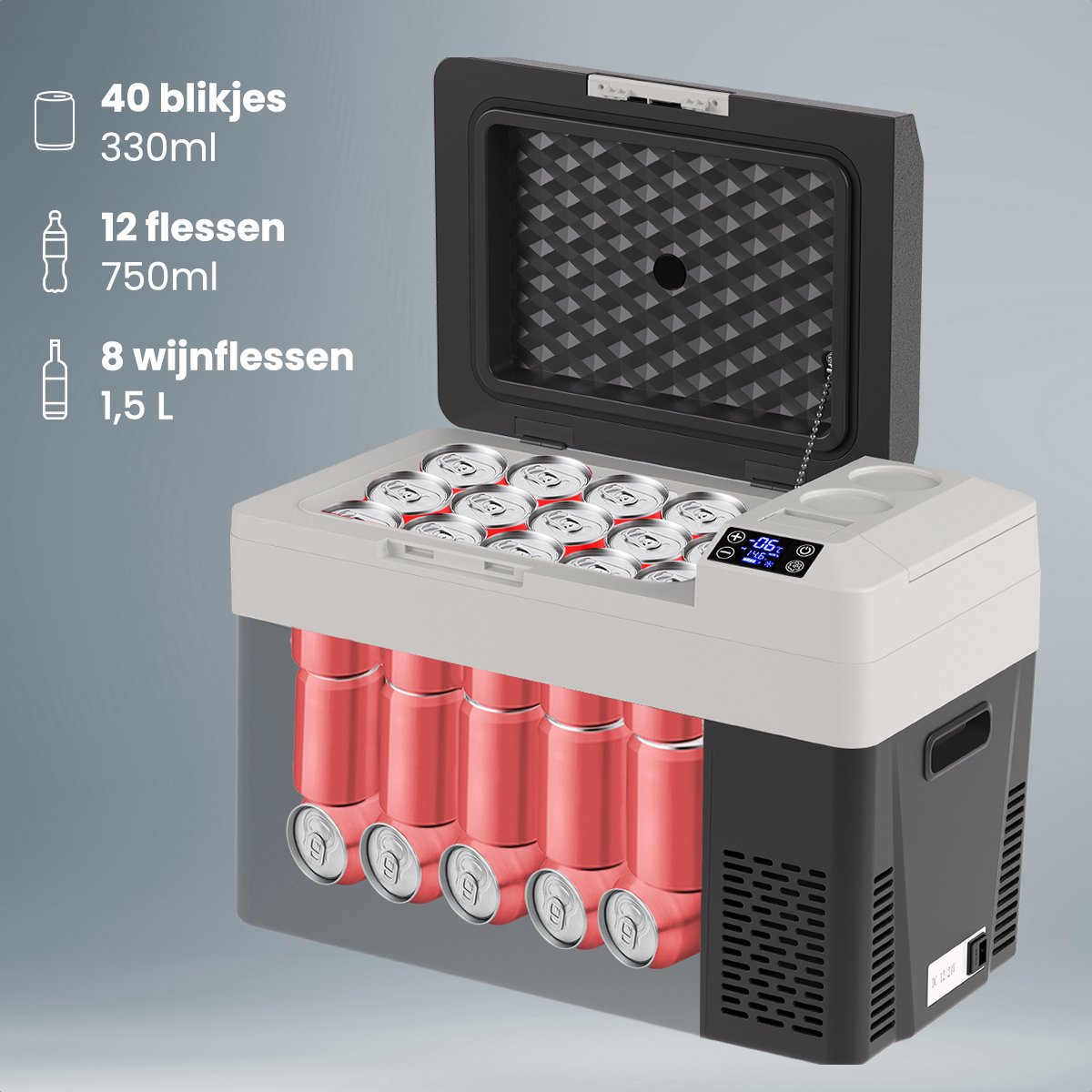 Auronic 40 liter compressor koelbox met wielen