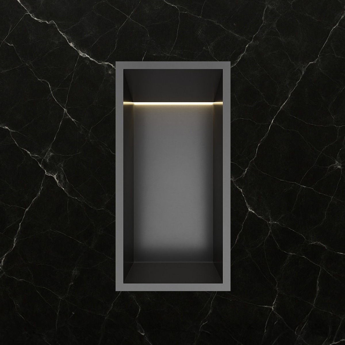 Hotbath &More inbouwnis met verlichting 30x15x10cm geborsteld zwart PVD