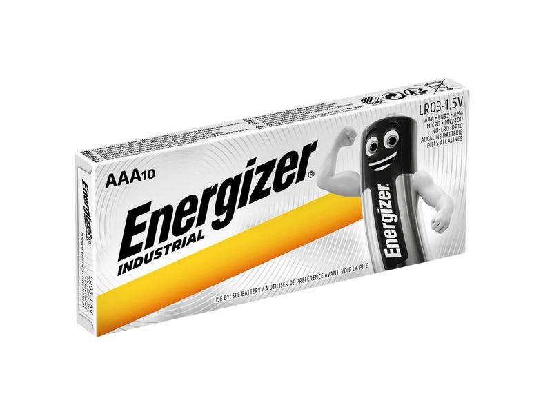 Energizer Batterie Industrial Alkaline AAA LR03 , 10 Stück Industrial Alkaline AAA Batterie im 10er Pack