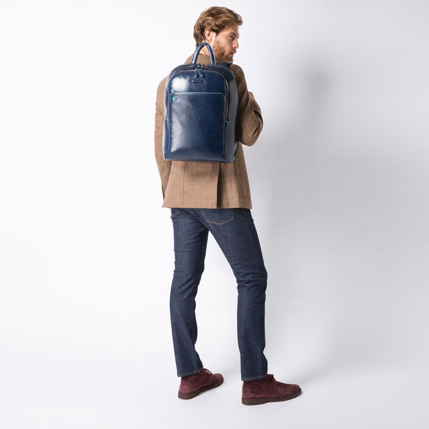 Piquadro Blue Square Computer Backpack with iPad Compartment black