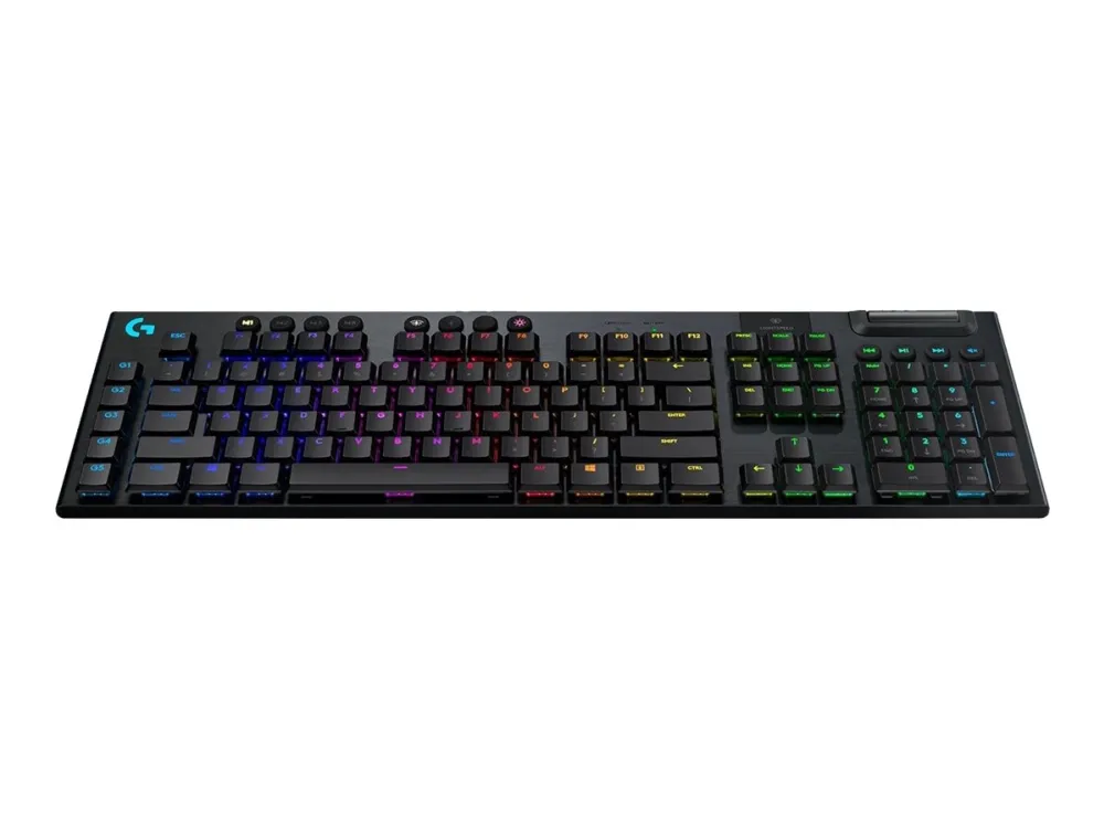 Logitech G915 LIGHTSPEED Wireless RGB Mechanical Gaming Keyboard - GL Tactile - Tastatur - bagbelyst - trådløs - Bluetooth, 2.4 GHz - Nordisk - tastkontakt: GL Tactile - sort