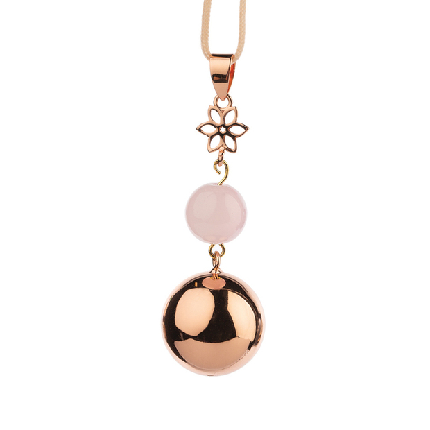 Bijou de grossesse Bola Or Rose pendant Fleur et Perle Rosée - BOLA