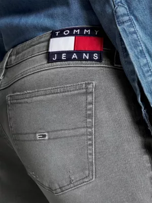 Calça jeans skinny preta desbotada de cintura baixa Sophie