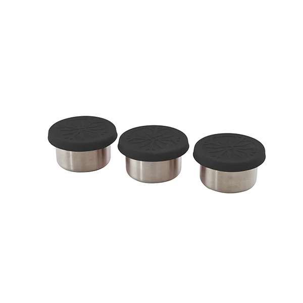 Set 3 boîtes de conservation en inox 60 ml et couvercles en silicone P