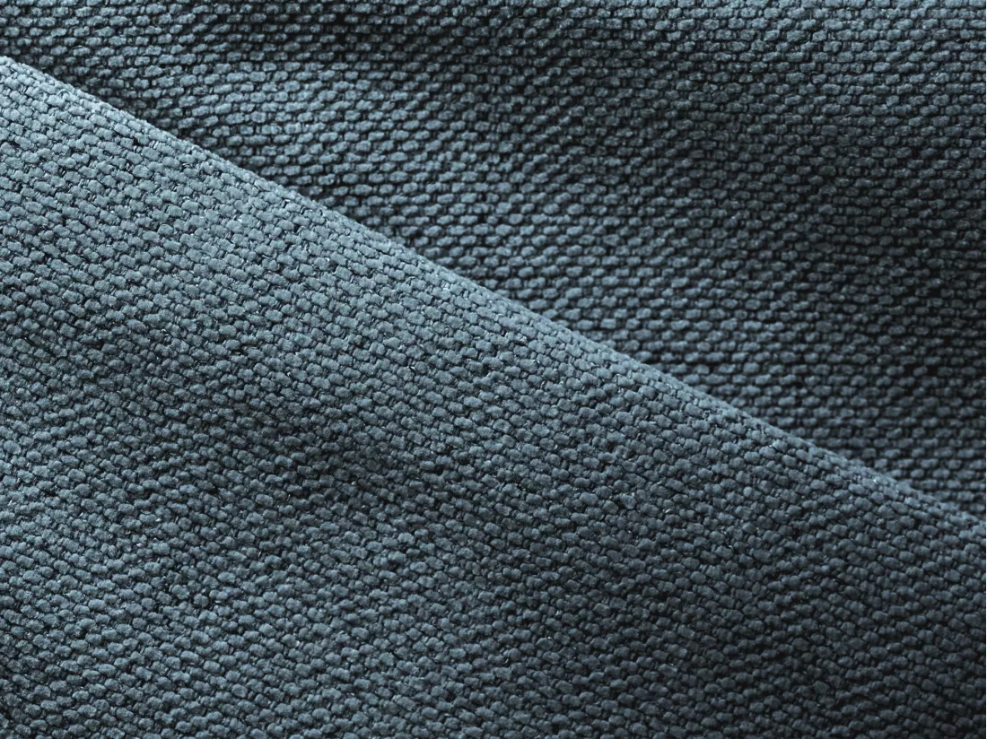 Canapé d'angle panoramique convertible en tissu texturé - bleu clair - NANEA