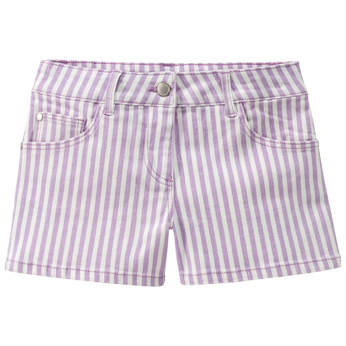 Yigga Mädchen Jeans-Shorts mit Streifen helllila / weiss