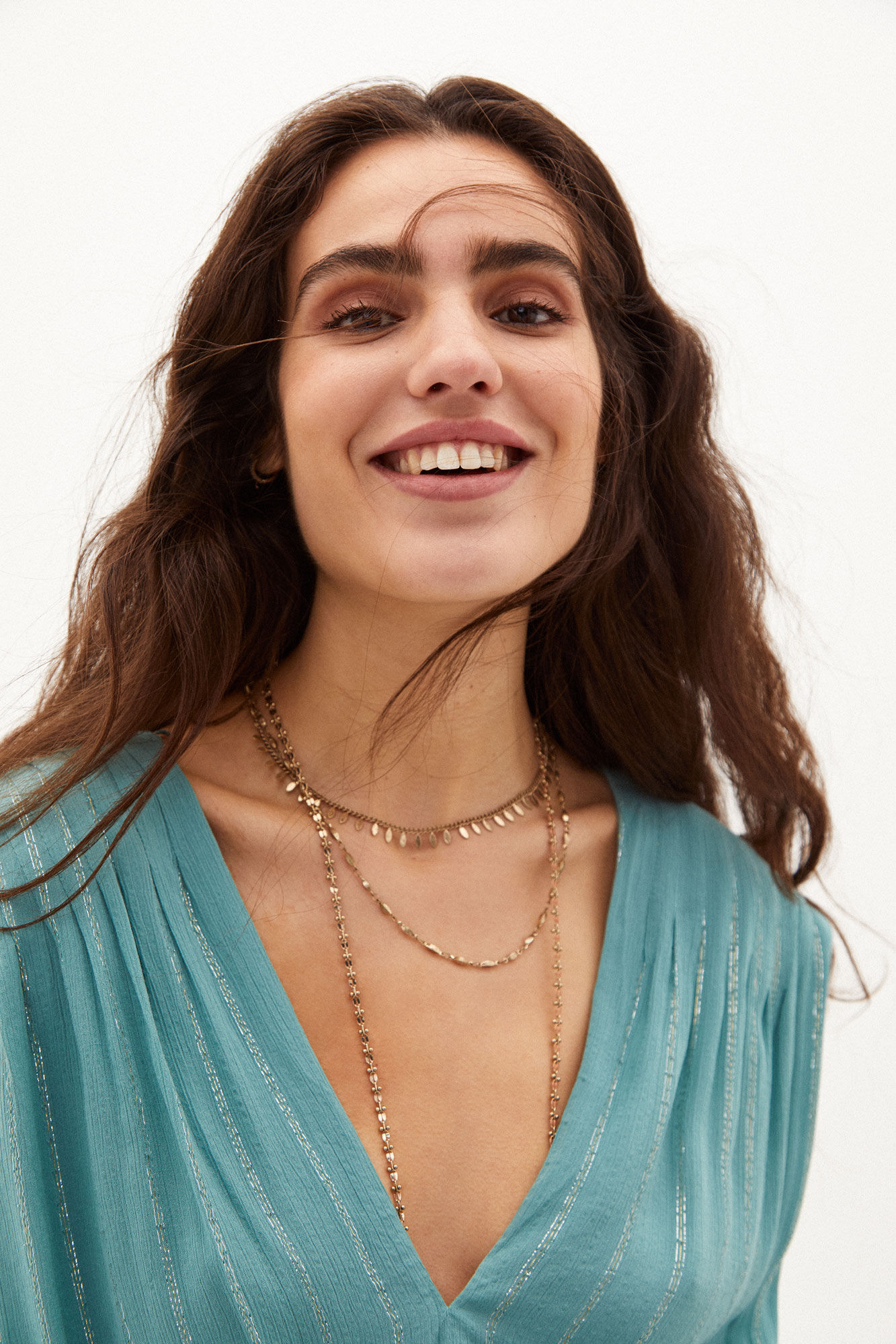 Leandra. Vestido midi com lurex - Azul