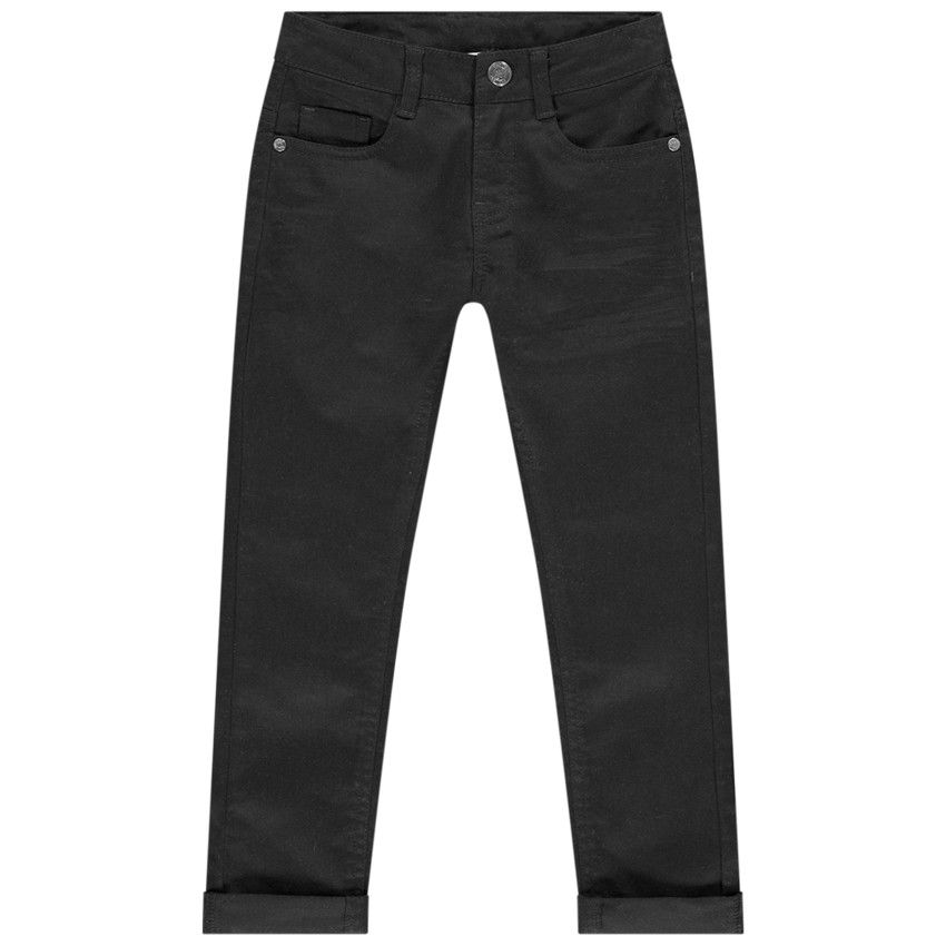 Pantalon à poches uni effet used et crinkle - Noir