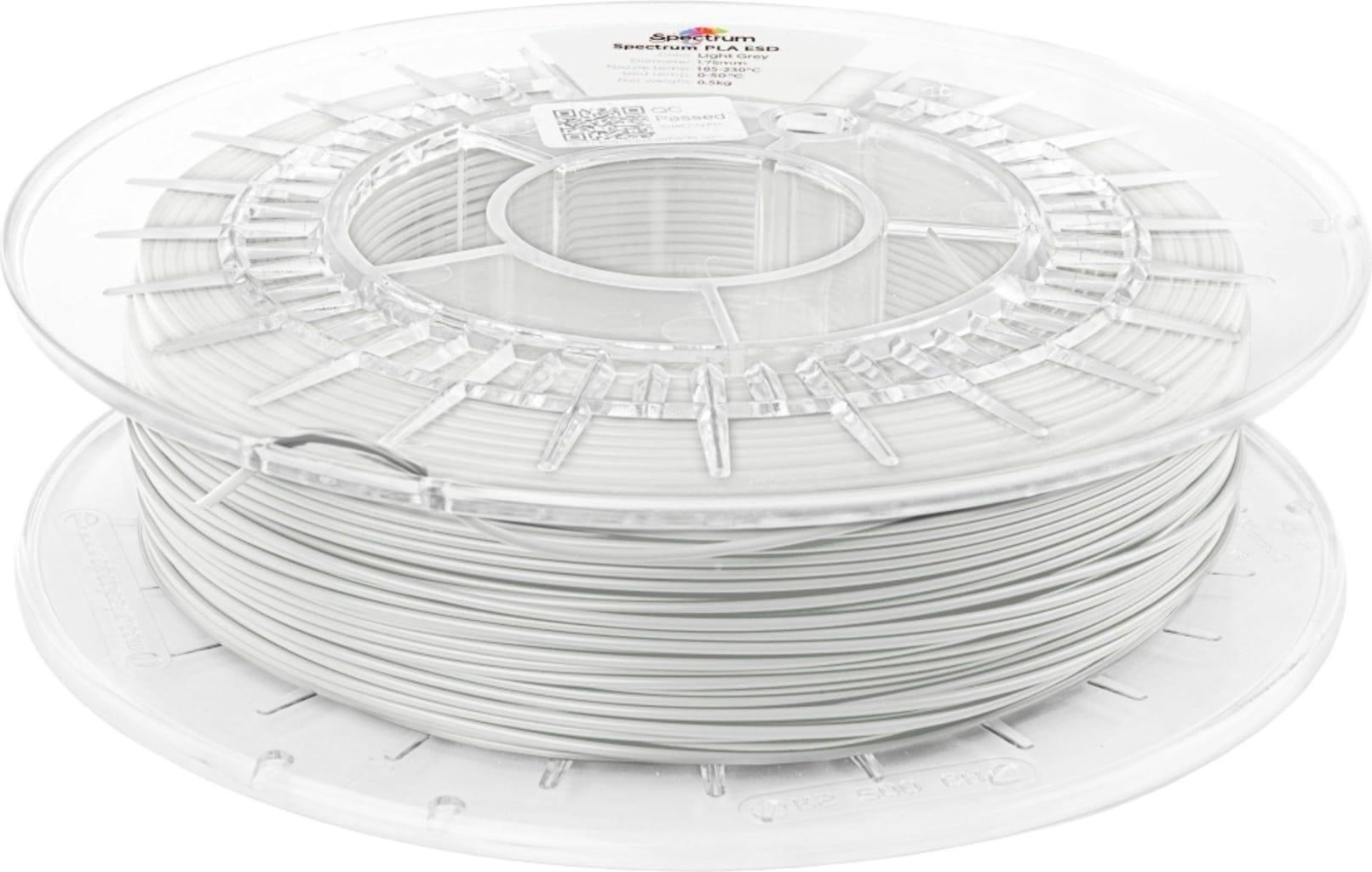 Spectrum  PLA ESD Light Grey, 1,75 mm / 500 g    Antistatisches PLA Filament für sensible Elektronik in Light Grey