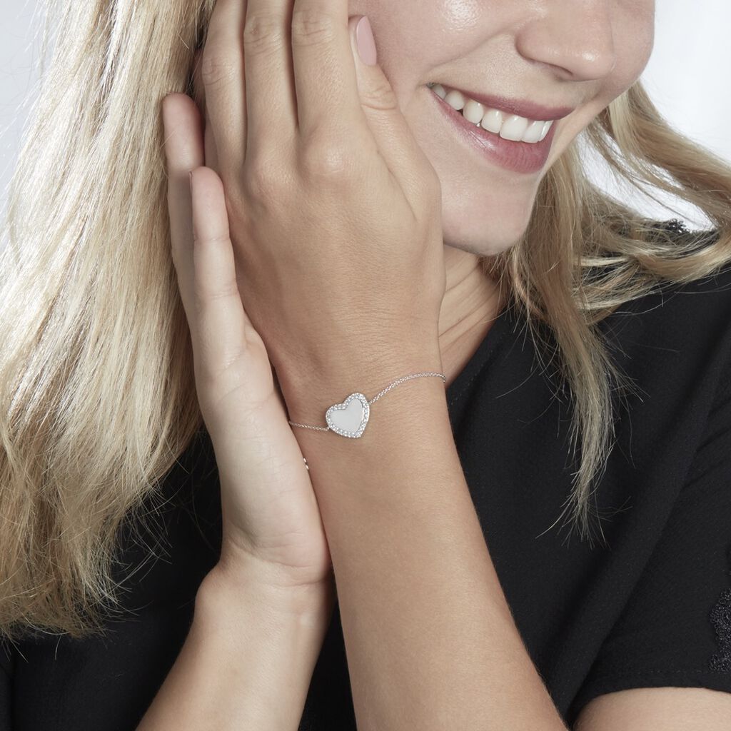 Bracelet Corazon Argent Blanc Oxyde De Zirconium