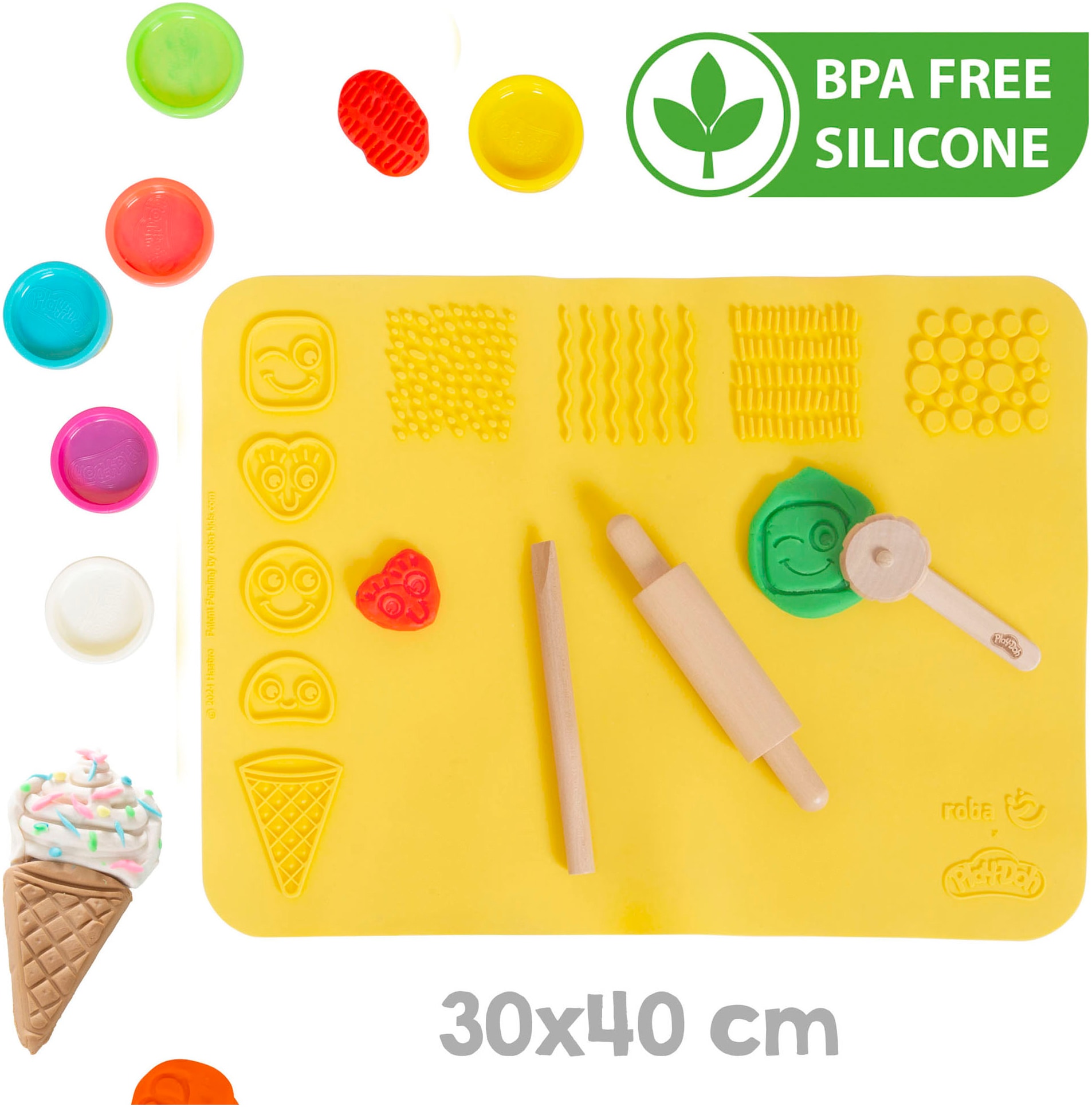roba® Kindersitzgruppe »Play-Doh Schulpult« Set,  inkl. 3D-Kreativmatte, 6 Knetdosen, Schürze