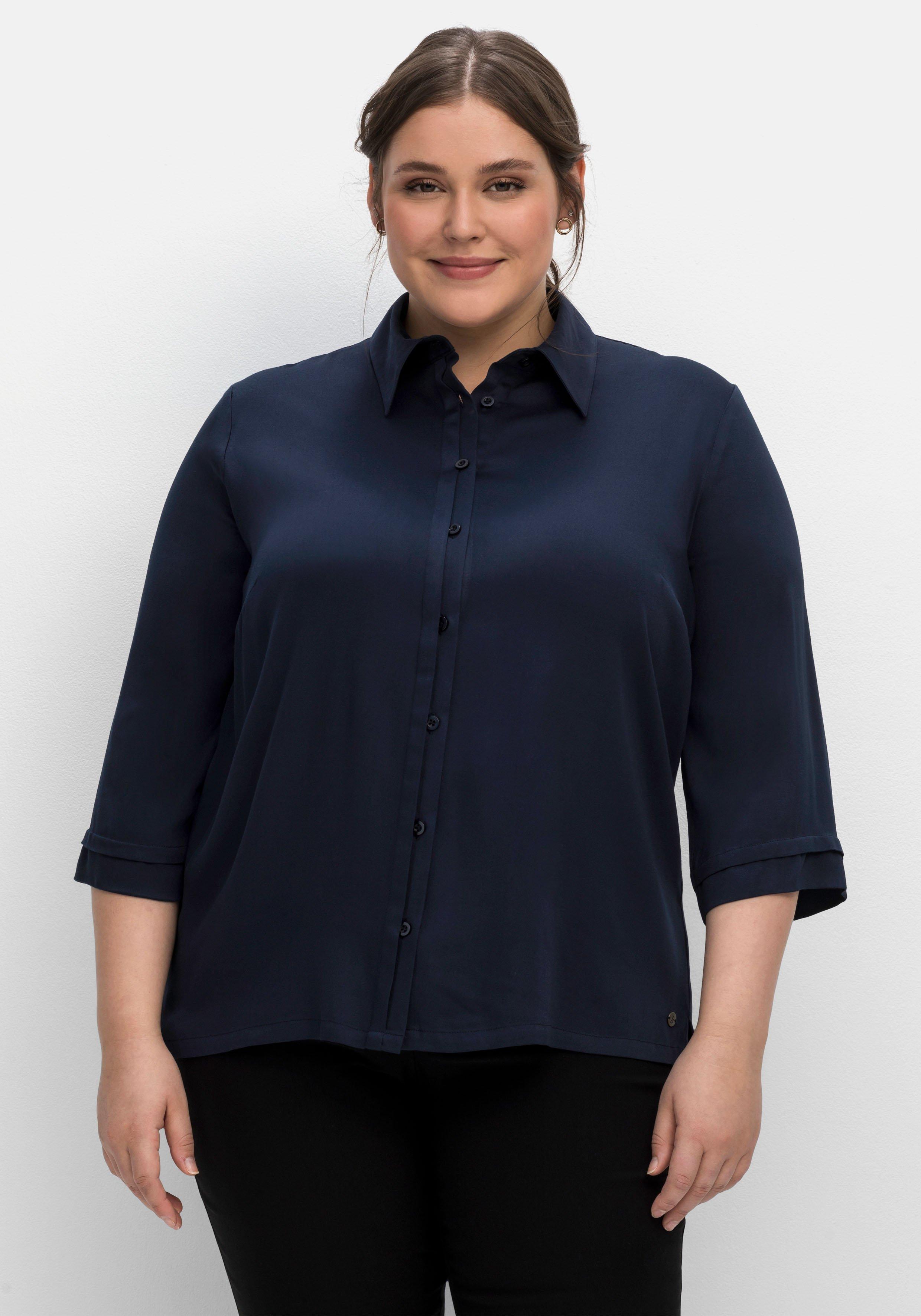 Hemdbluse in Satinoptik, mit 3/4-Arm
