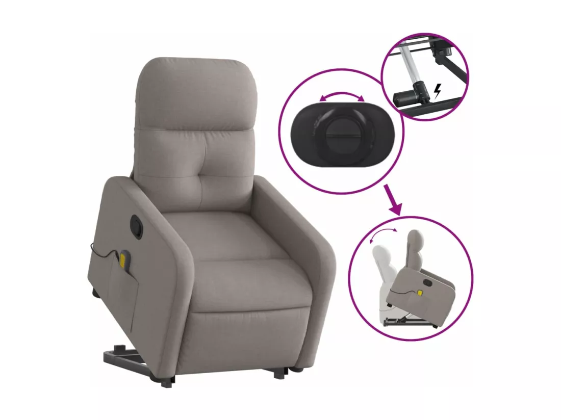 Fauteuil inclinable massant Taupe Tissu