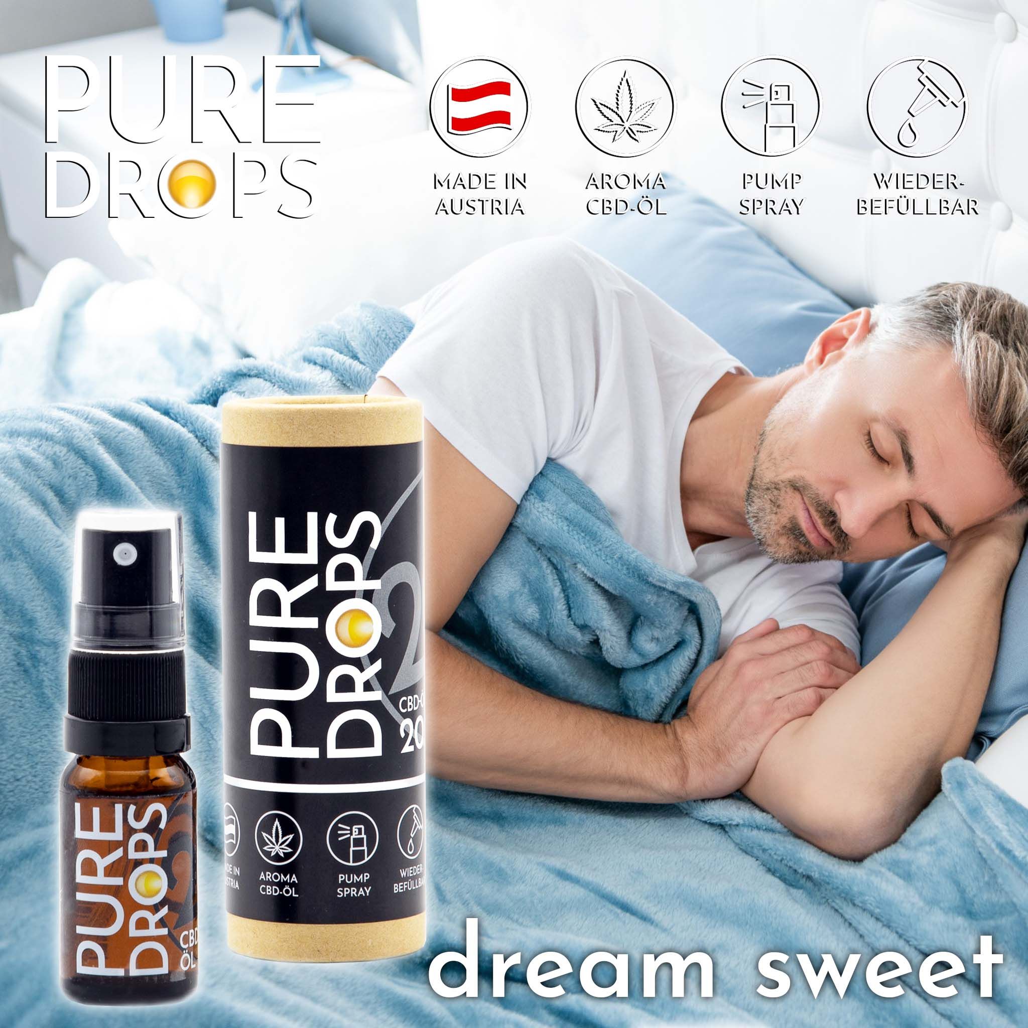 PURE DROPS 20% CBD ÖL Bundle 2+1 Gratis (5.520mg) CBD Vollspektrum aus Österreich Naturextrakt