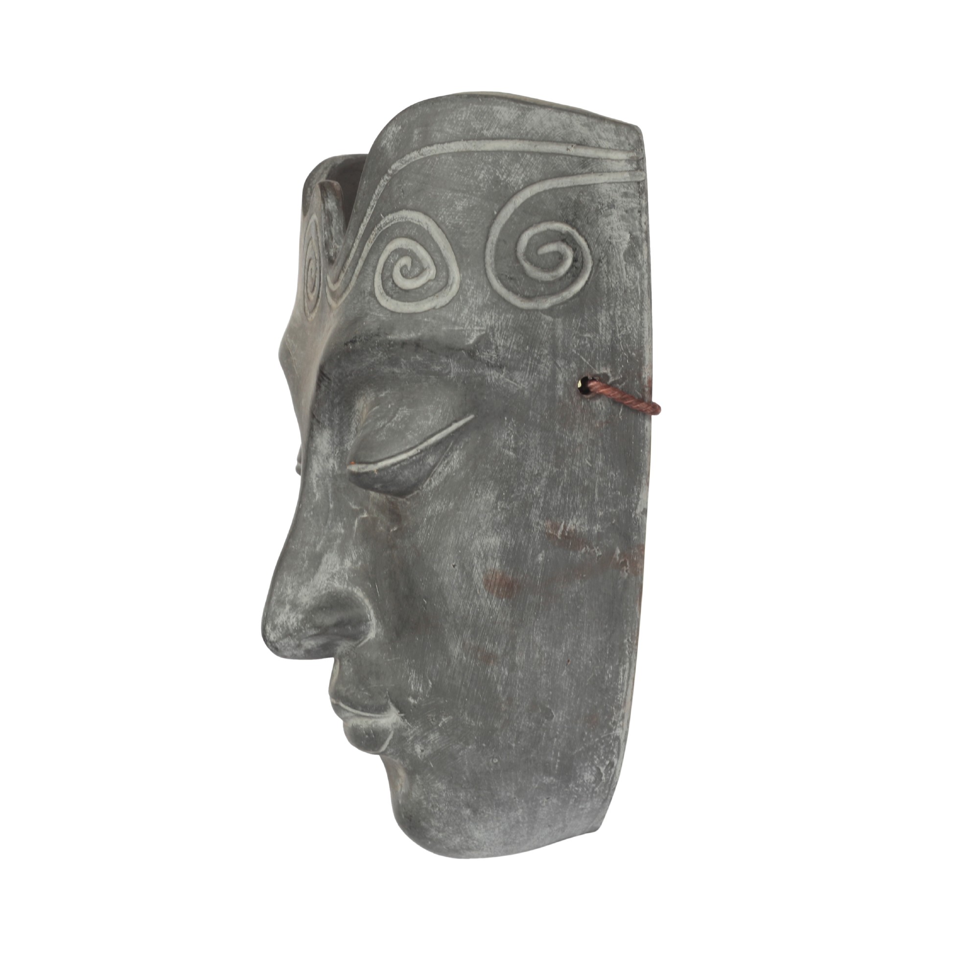 Buddha Maske aus Terrakotta, grau, H 40 cm, B 30 cm, L 15 cm von fischer's lagerhaus