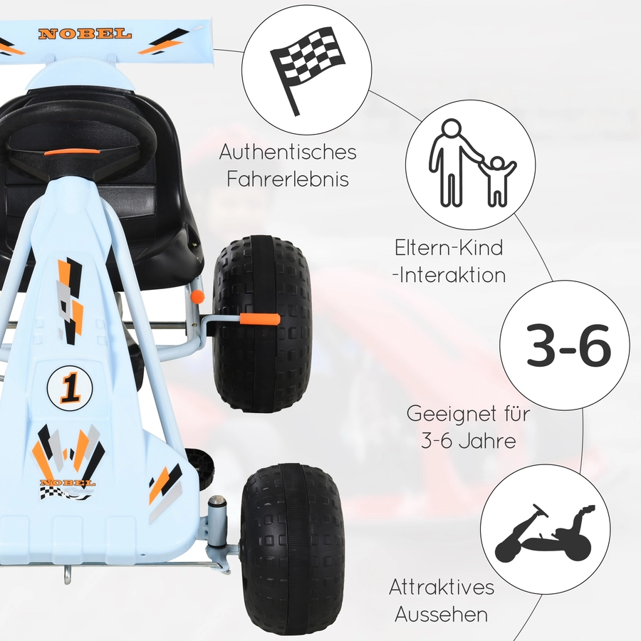 HOMCOM Kinder Go-Kart mit Handbremse hellblau