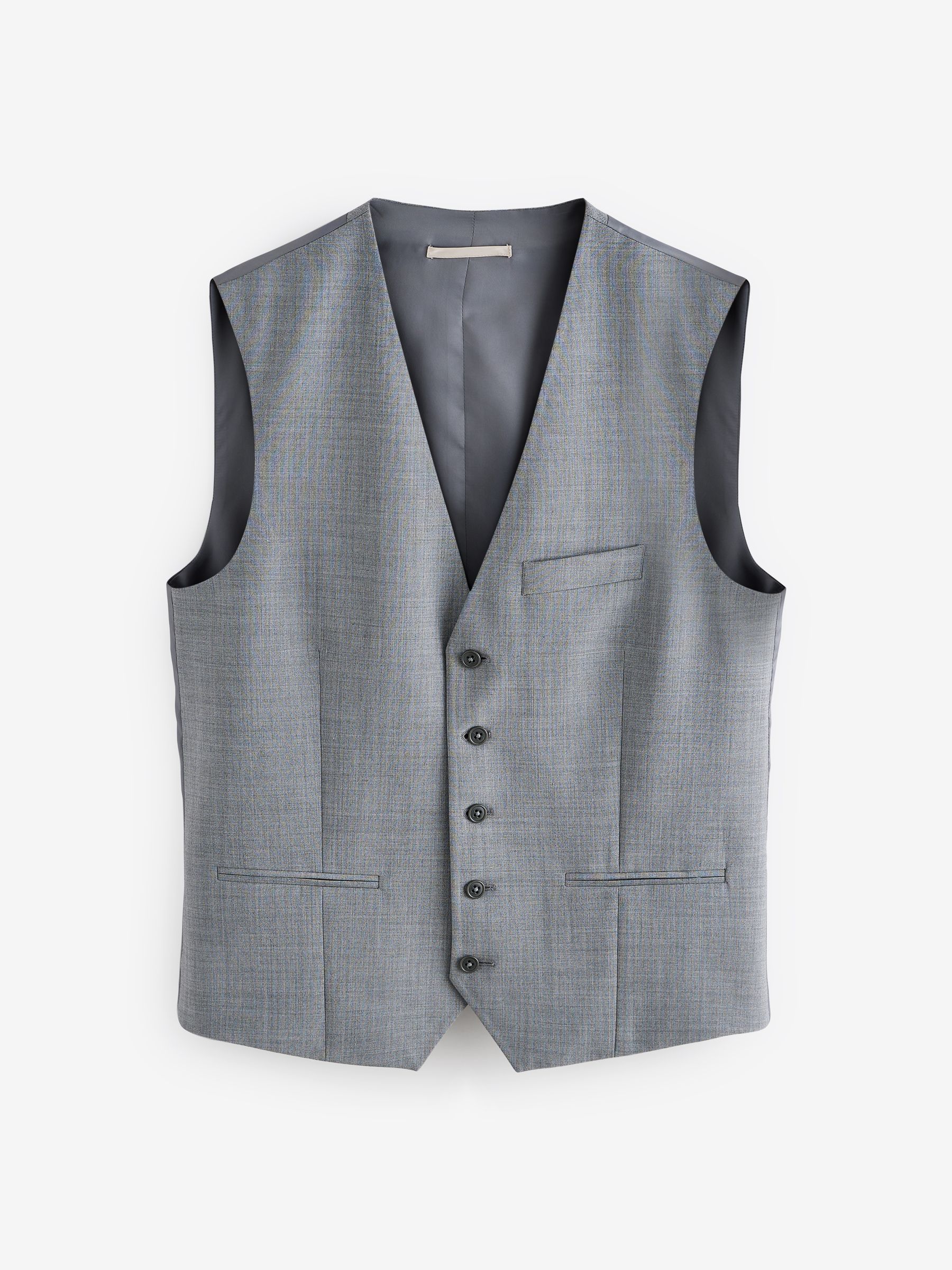 Grijs - Regular Fit Wool Blend Motionflex Waistcoat