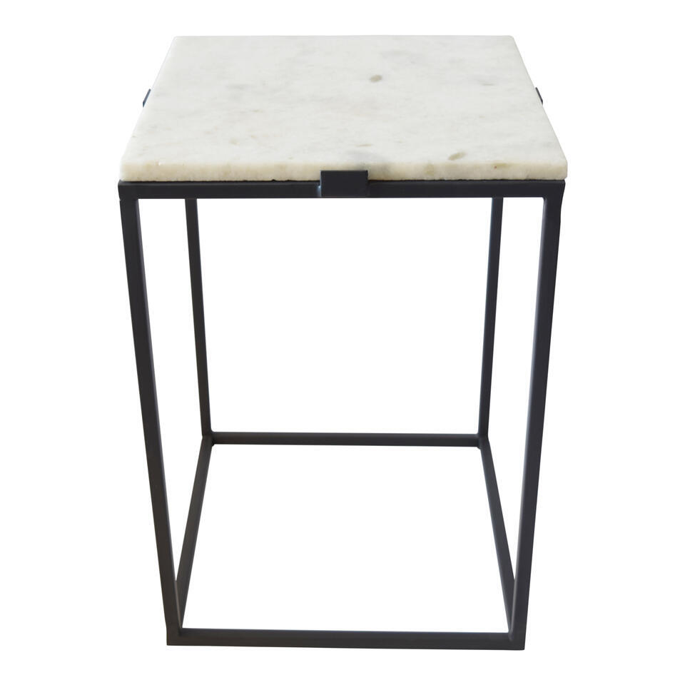 LOFT42 Marble Bijzettafel Vierkant Wit - Metaal - Marmer - 32x32x46
