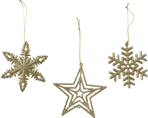 Glitter decoratieve hanger, 10 cm, goud