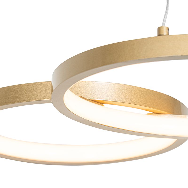 Hanglamp goud incl. LED 3-staps dimbaar 3-lichts - Rondas