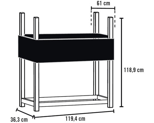 ShelterLogic brandhoutstapelhulp met deksel 120x36,3x118,9 cm