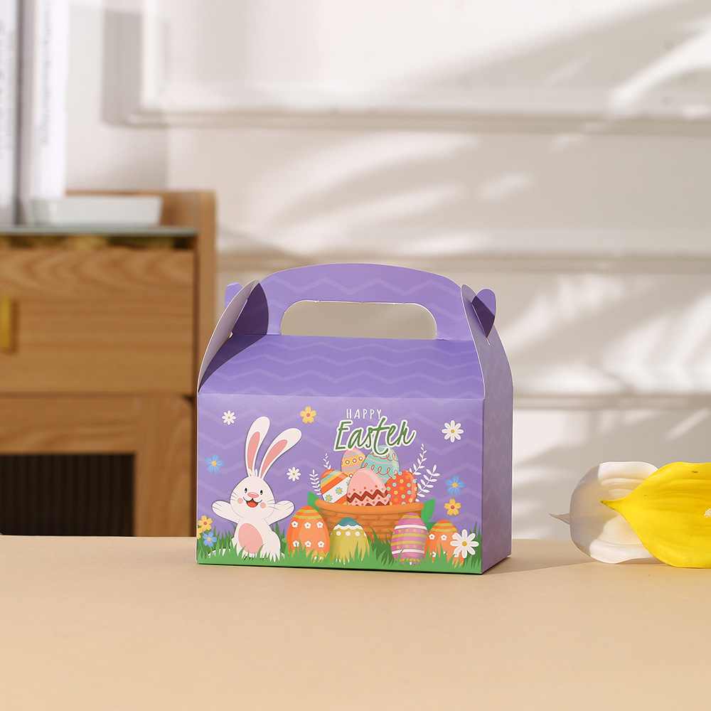 (16x9cm) Papier Osternest Kinder Osterhasen Tüte Candy Gift Box Geschenktasche Mitbringsel - Lila