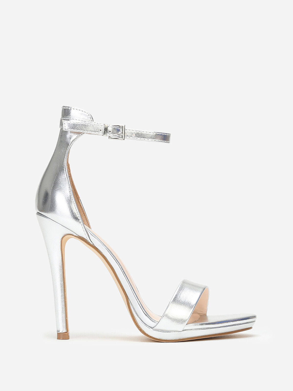 Sandales à talon haut aiguille- Argenté