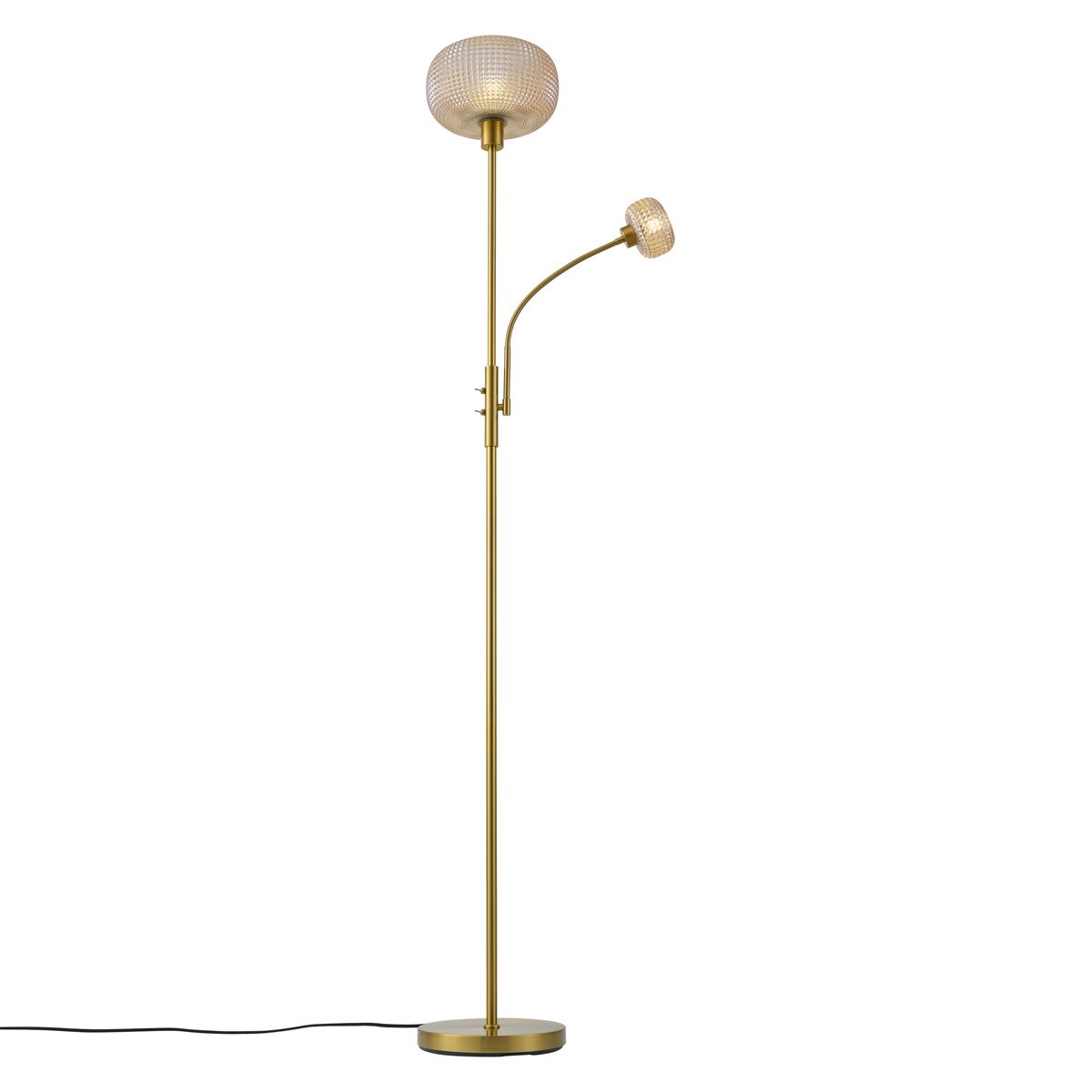 Design vloerlamp messing met amber glas 2-lichts - Brianna
